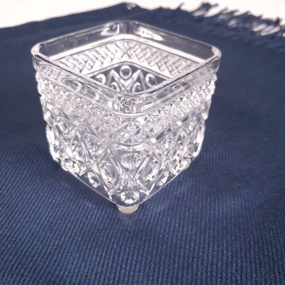 Vintage Cape Cod Square Creamer & Sugar Set by Imperial Glass, Ohio